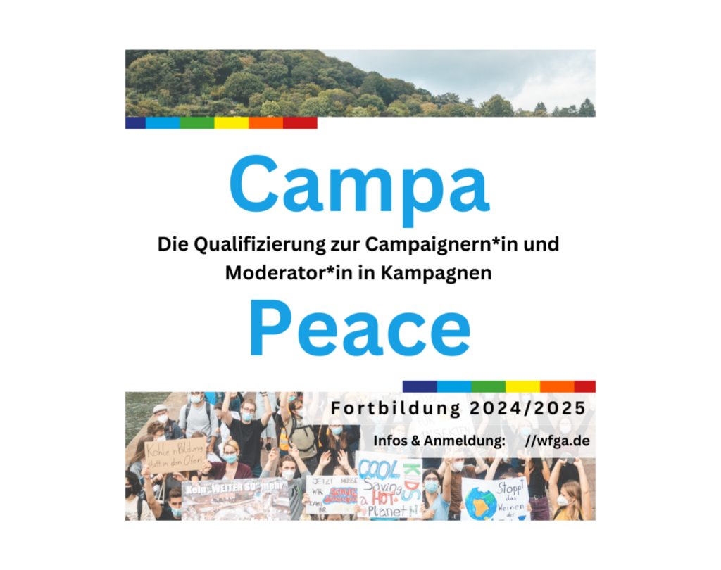 Das Bild zeigt den Flyer für CampaPeace 2024/2025