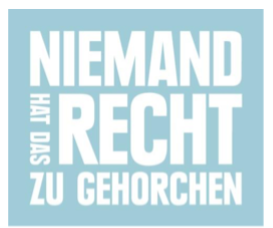 Grafische Darstellung: „Niemand hat das Recht zu gehorchen“ (Zitat von Hannah Arendt)