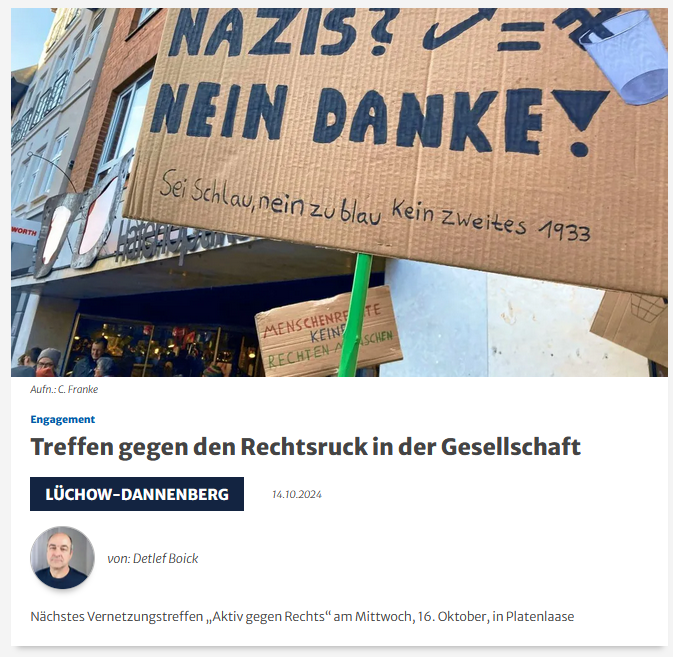 Screenshot eines Artikels aus der Elbe-Jeetze-zeitung